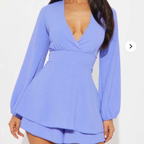Other - Elegant Blue Long Sleeve Romper